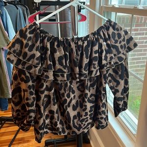 Long sleeve off the shoulder top.